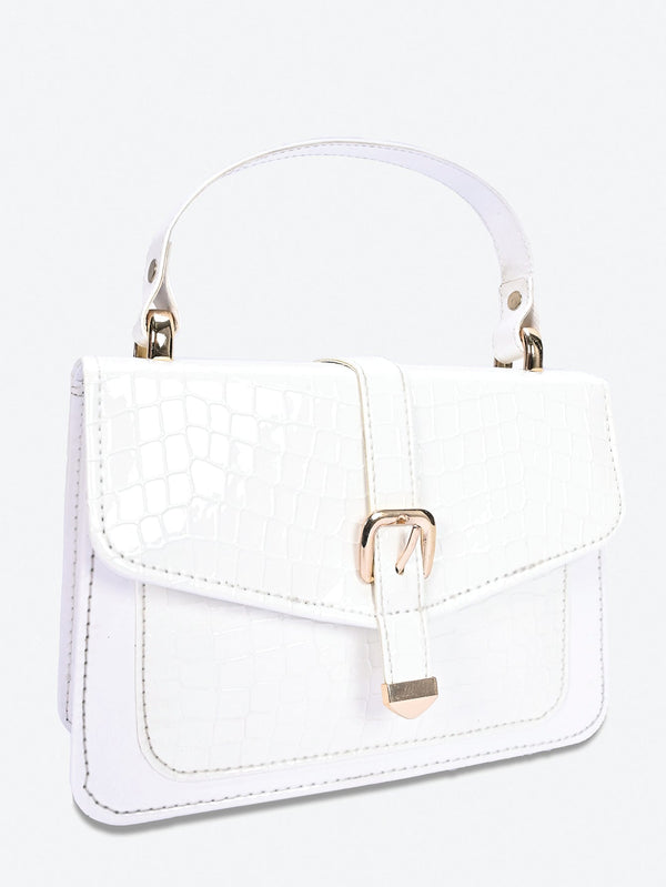 CROC WHITE HANDBAG