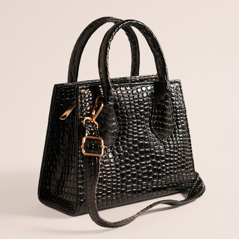 black croc front view with strap